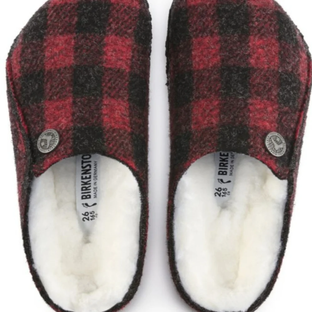 Birkenstock Zermatt Kids ShearlingFelt - Plaid Red sizeL2 New